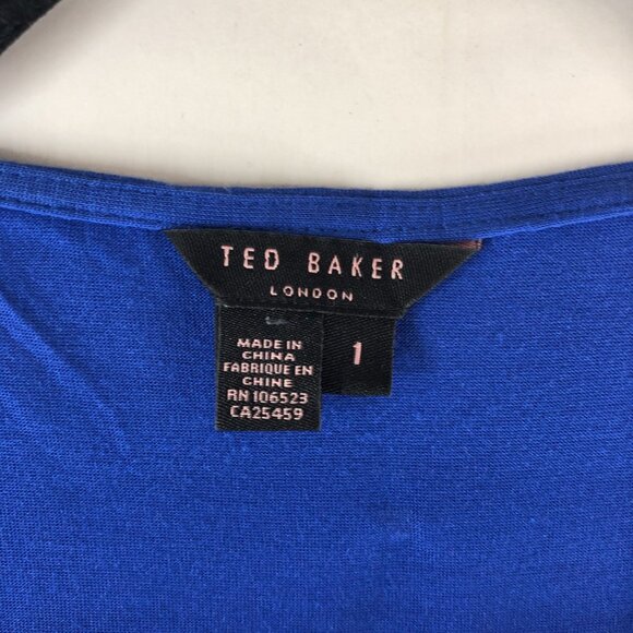 Ted Baker London Womens Top Scoop Neck Pleated Sleeveless Blue Green Size 1 US 4 - Picture 3 of 4